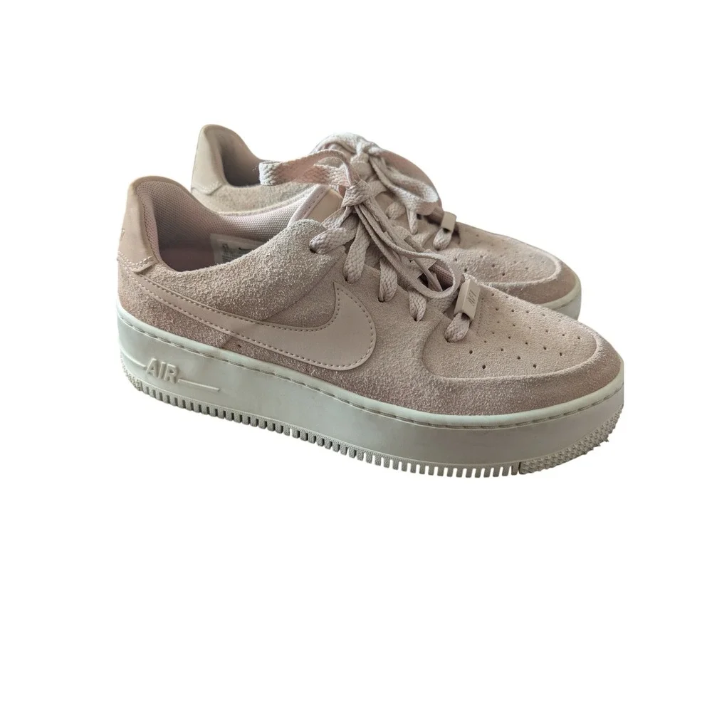 Nike Air Force 1 Sage Low Particle Beige Suede Platform AR5339-201 SZ 8.5 F1